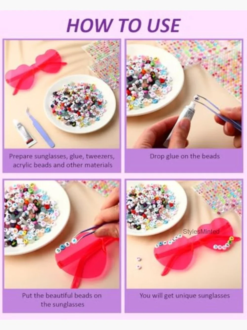 DIY Heart Sunglasses Kit 50 Pcs DIY Craft Party Favor